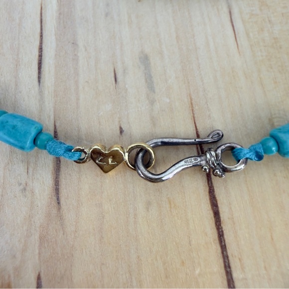 CHAN LUU Multi-beaded Turquoise Long Necklace w Crown Charm & Sterling 925 Clasp - Picture 10 of 16